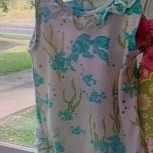 Kids Swimwear with Blue and Green Print